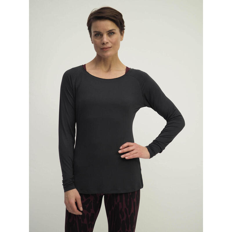 Yoga Longsleeve Nandi Yoga Damen Grau Stretchig KISMET