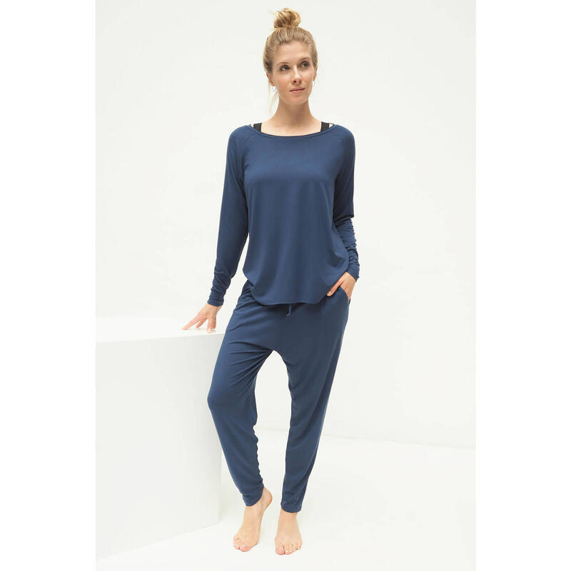 Yoga Longsleeve Amun Yoga Damen Blau Stretchig KISMET