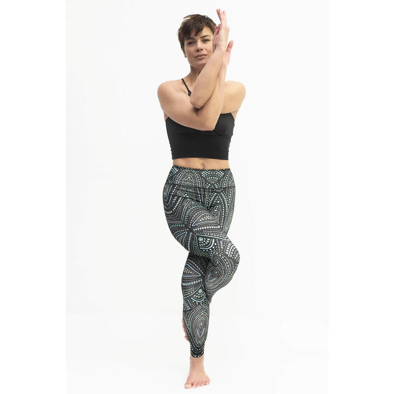 Yoga Leggings Ganga 7/8 Mandalay Yoga Damen Grün, Grau Stretchig KISMET