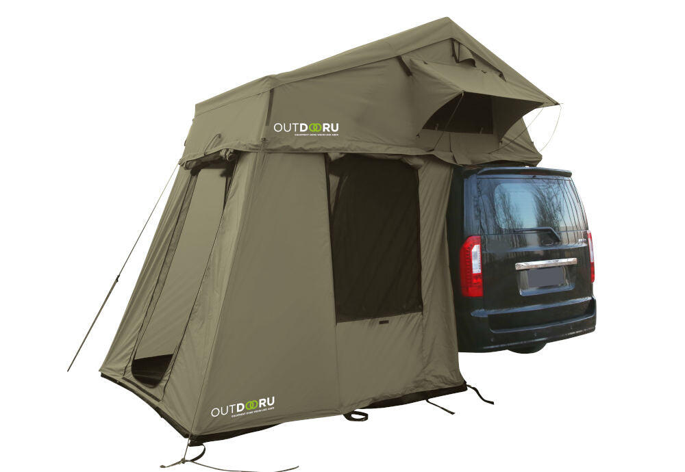 OUTDOORU Dachzelt Family + Anbau für 3 Personen Grün 140 cm
