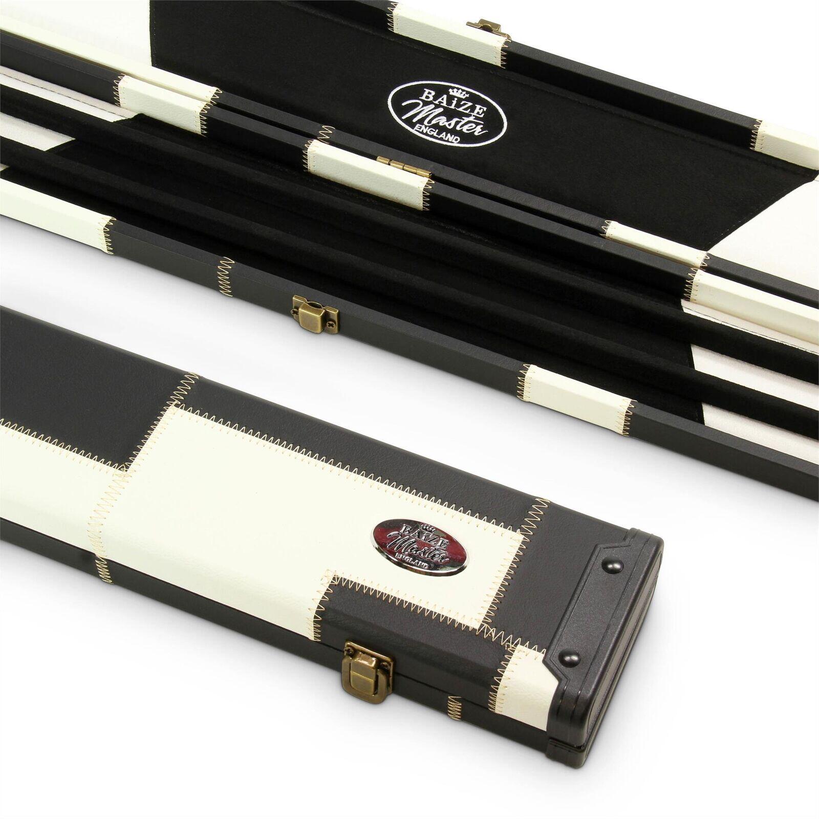 Baize Master 1pc WIDE WHITE & BLACK Patch Pool Snooker Cue Case Holds 3