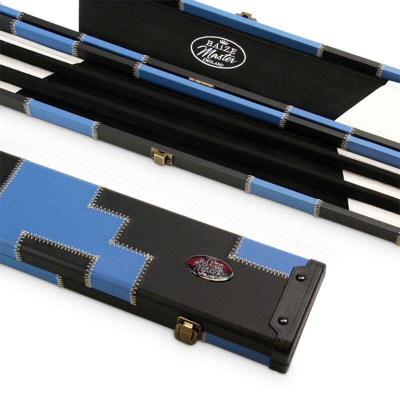 Baize Master 1pc WIDE BLACK & BLUE Patch Pool Snooker Cue Case Holds 3