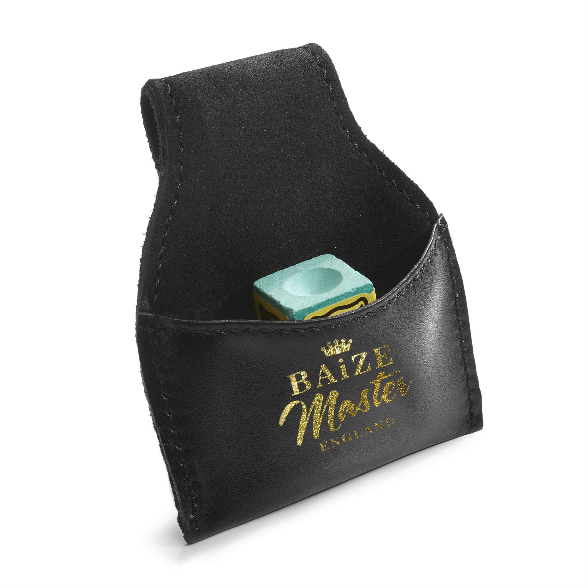 FUNKY CHALK Baize Master Luxury Gold Logo Leather Snooker and Pool Chalk Pouch Holder with