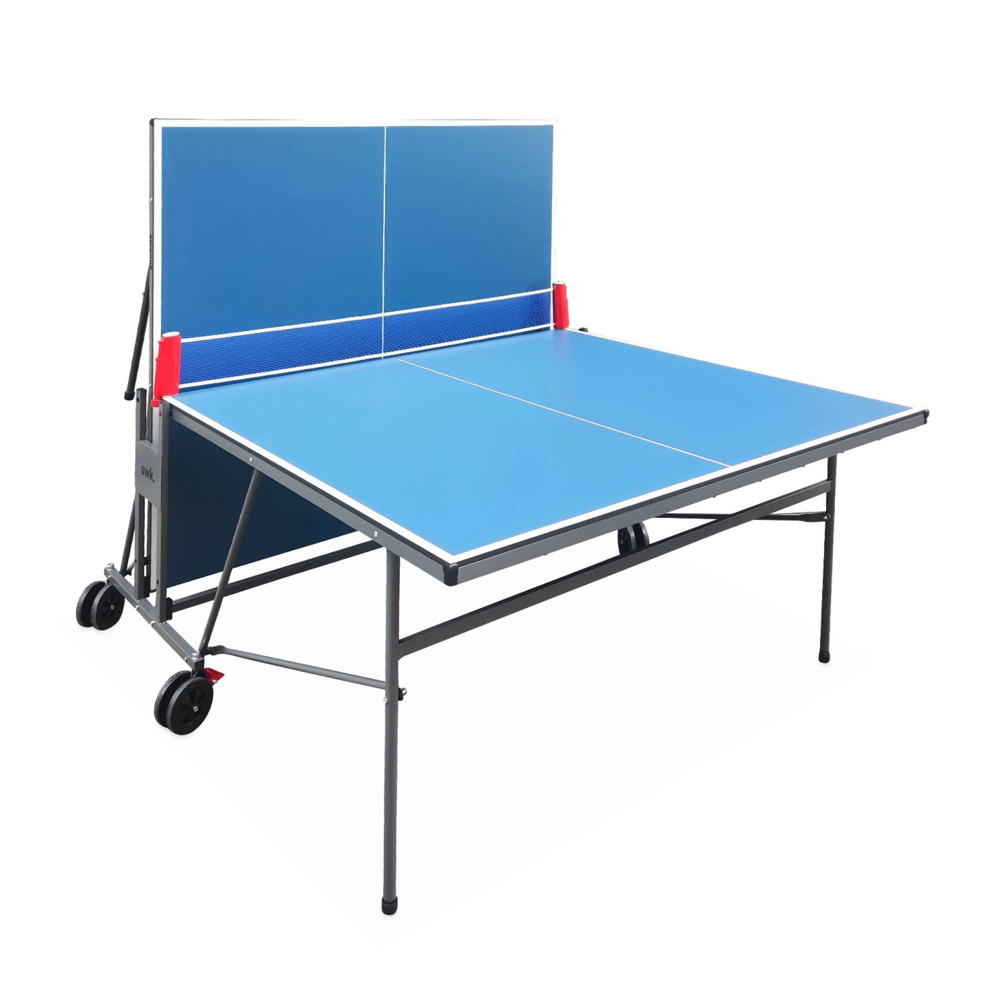 Mesa de ping pong interior com 2 raquetes e 3 bolas, 274 cm, Azul 3/5