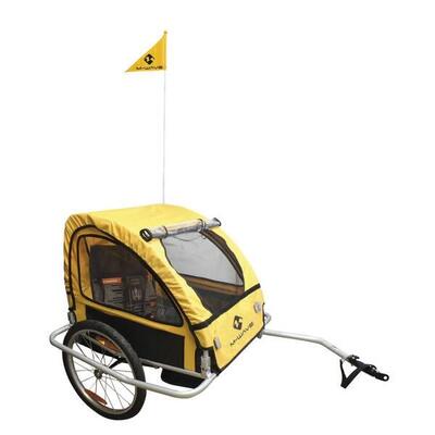 M-Wave Kinderfahrradanhänger - Faltbar. 20 Zoll. Blau mit Regenschutz