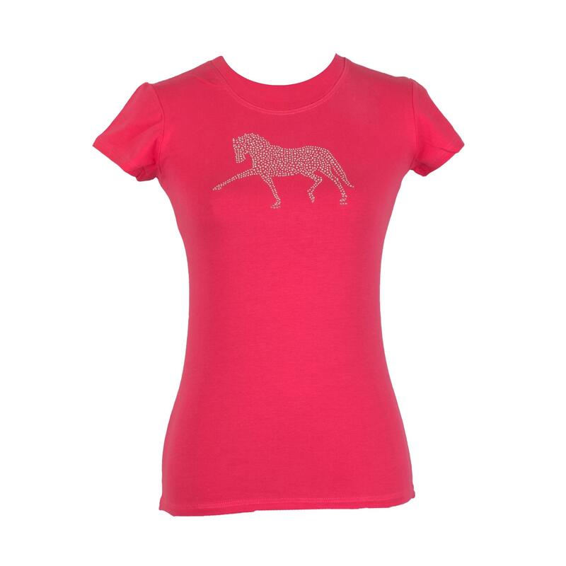 Női lovas póló rövid ujjú CHLOE pink