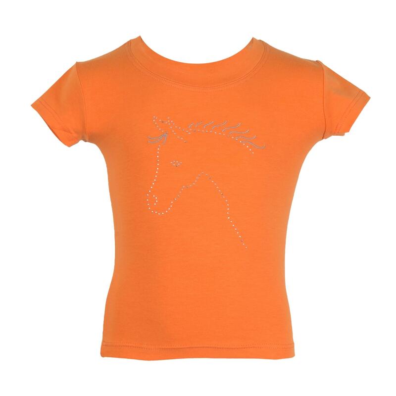 Gyerek lovas póló rövid ujjú CECILIA narancssárga