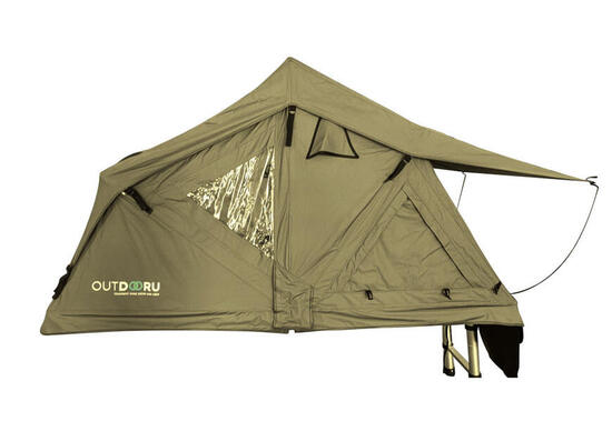 Dachzelt Compact - 2 Pers. 130cm Grau - inkl. Dachfenster, Leiter, Cover