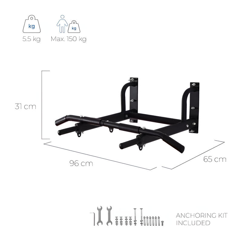 Optrekstang Wandmontage Verankeringsset Inbegrepen Antislip Handgrepen Tot 150kg