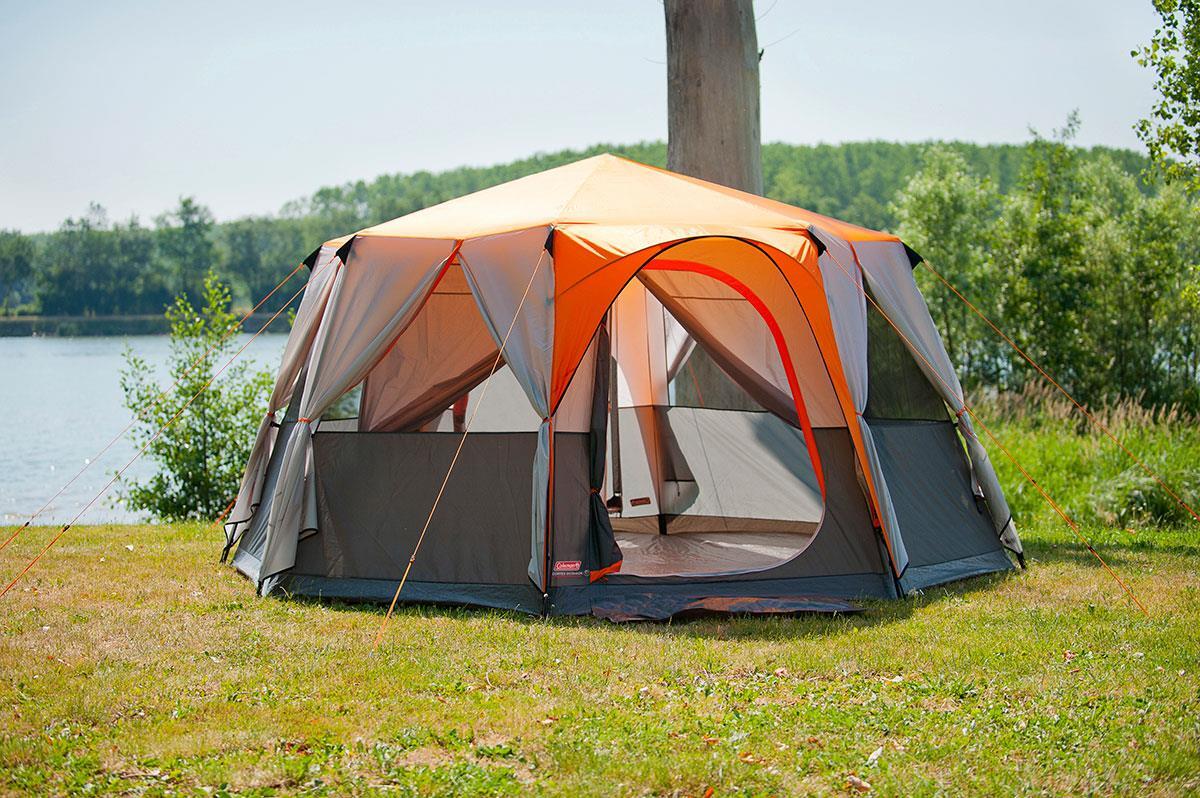 Coleman Cortes Octagon 8 Person Family Camping Tent Orange 6/7