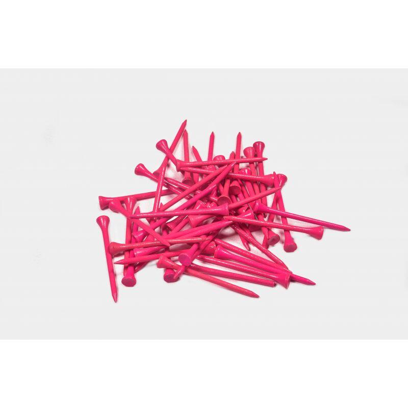 50 tees de golf de madera - Tamaño 3-1/4 - 83 mm Color rosa cítrico