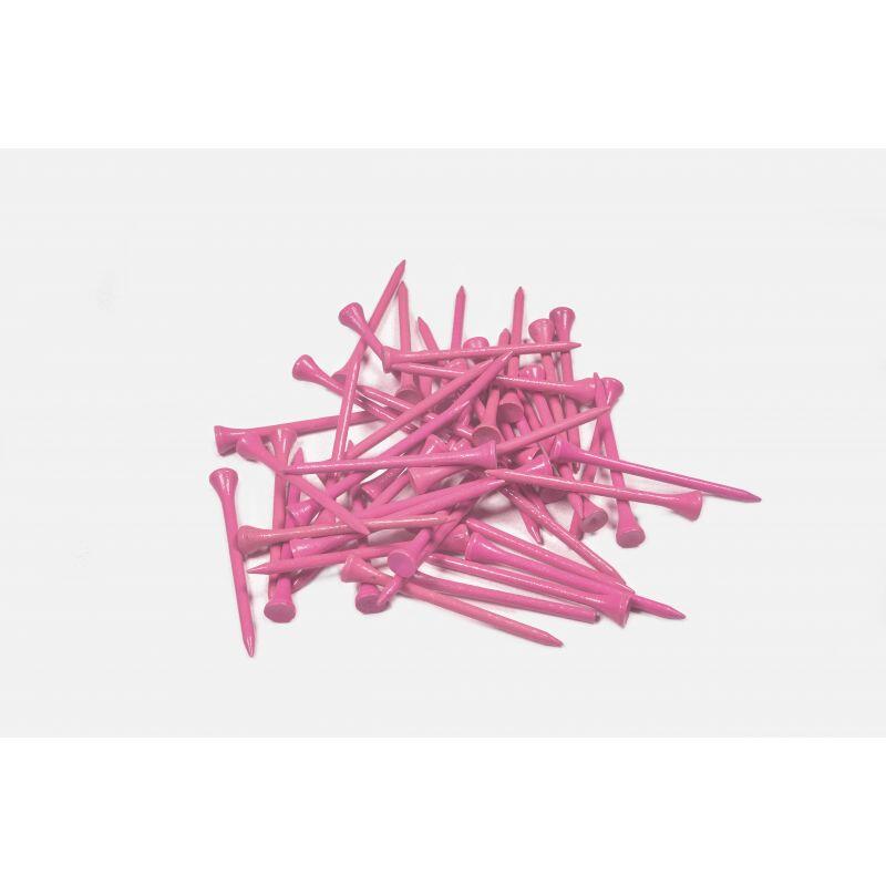 50 Tês de golfe em madeira - Tamanho 3 1/4 - 83 mm Cor-de-rosa