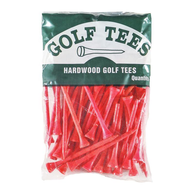 50 Tês de golfe em madeira - Tamanho 3 1/4 - 83 mm Cor vermelha