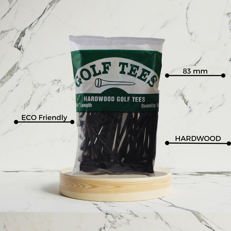 50 Tês de golfe em madeira - Tamanho 3-1/4 - 83 mm PRETO BRILHANTE