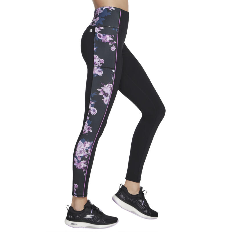 Női leggings, Skechers GO Stretch Winter Bloom Legging, fekete