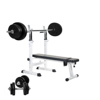 Halterbank + 70 kg halterset - kunststof