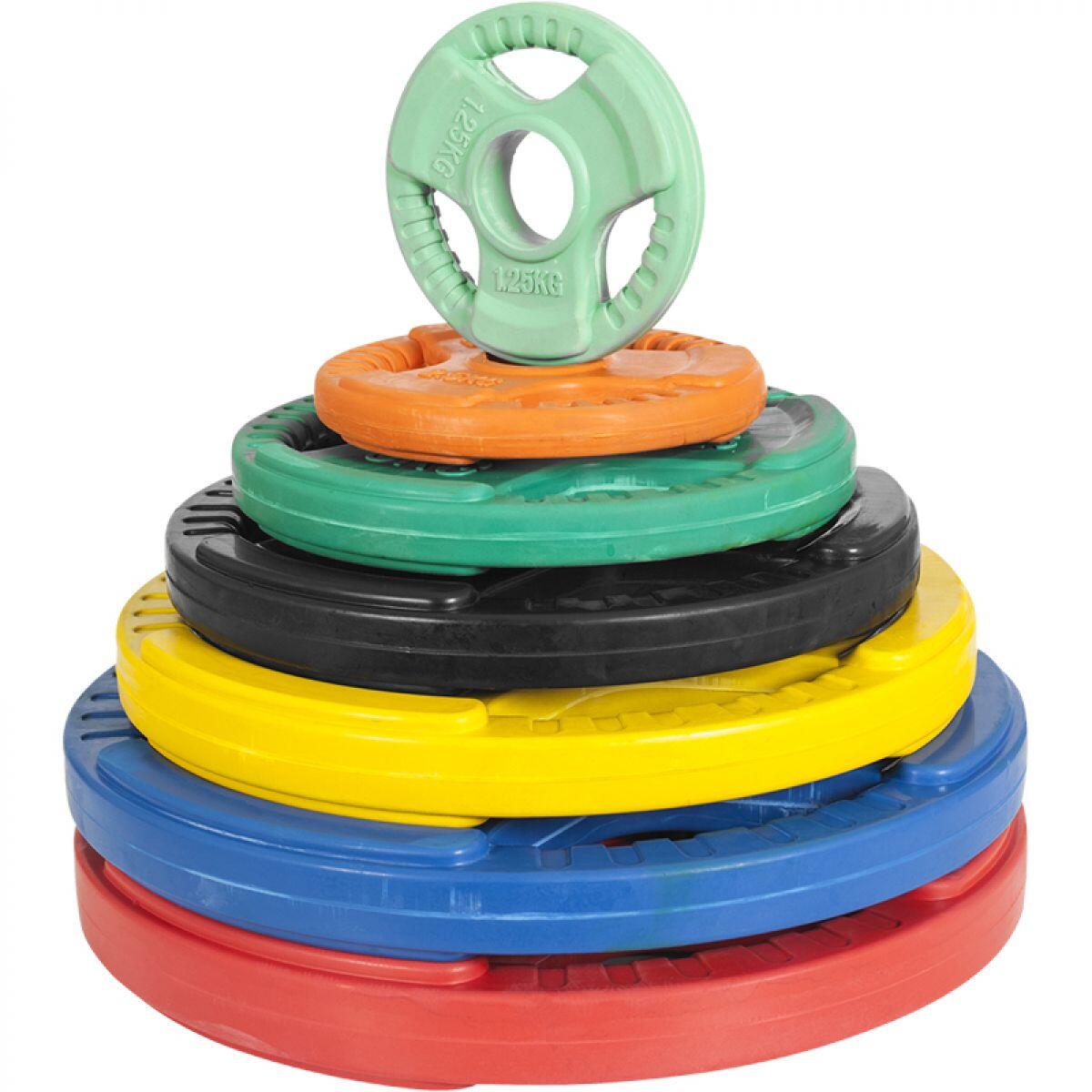 2 x 10 kg Olympische halterschijf Gripper Gietijzer (50/51 mm, rubber coating) 4/6
