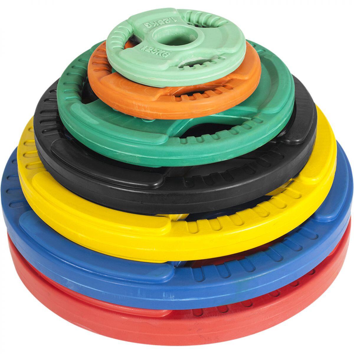 2 x 10 kg Olympische halterschijf Gripper Gietijzer (50/51 mm, rubber coating) 6/6