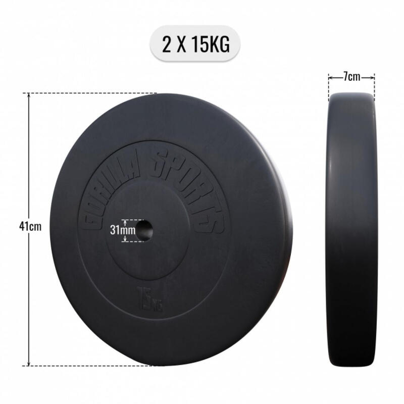 DISQUE DE MUSCULATION PLASTIQUE | DIAM 31MM | AU CHOIX DE 1,25KG À 15KG