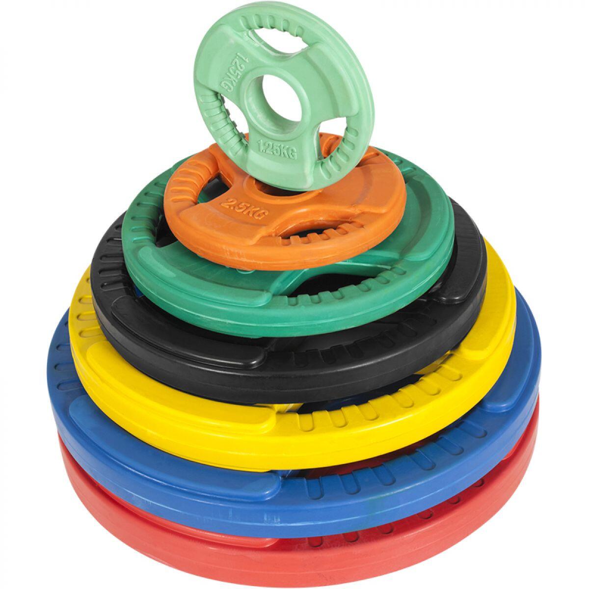 2 x 10 kg Olympische halterschijf Gripper Gietijzer (50/51 mm, rubber coating) 3/6