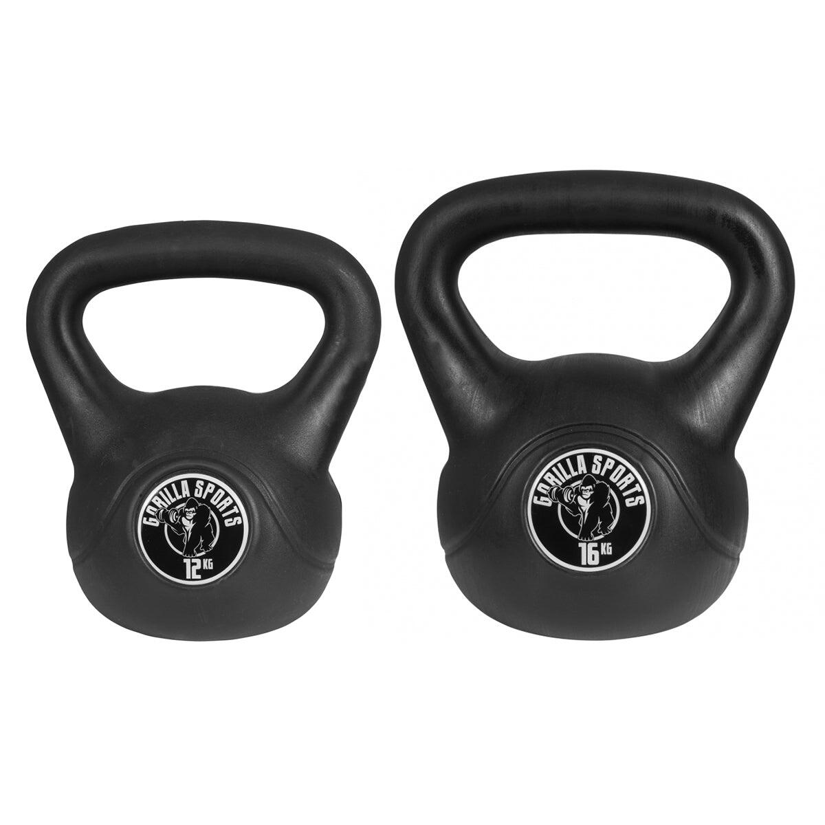 Gorilla Sports Kettlebells - Kunststof - 12 kg & 16 kg - Set van 2 1/5
