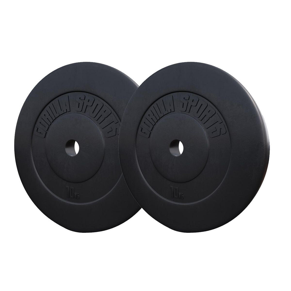 GORILLA SPORTS Halterschijven Set 20 kg - Kunststof - 30 mm - 2 x 10 kg - Gewichten