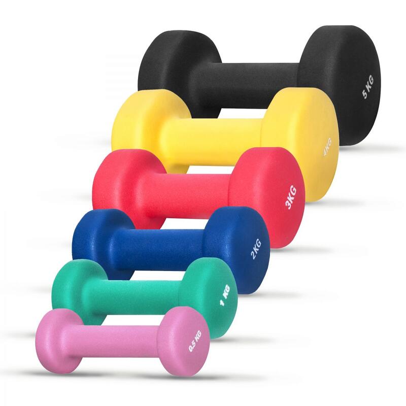 Dumbellset - Halterset - Aerobics - Vinyl - 1 kg (2 x 0,5 kg)