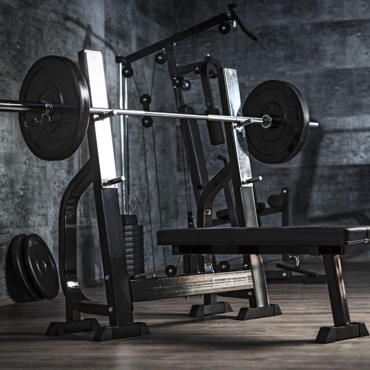 Gorilla Sports Vlakke Halterbank + 100 kg Halterset - Kunststof 6/7