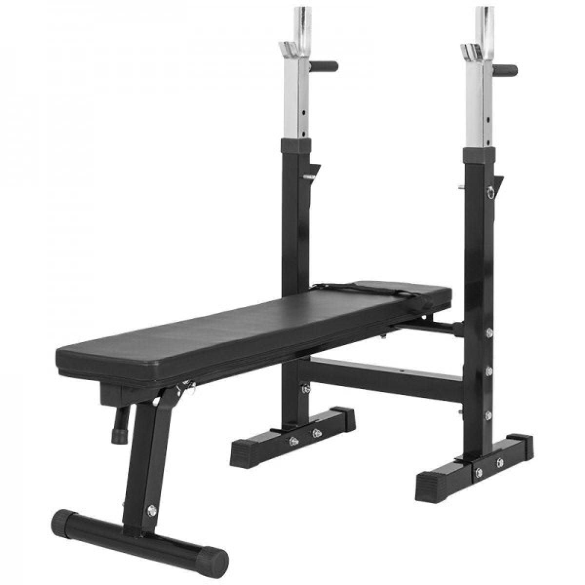 Halterbank Zwart Met 100 kg Halterset - Fitnessbank - Verstelbaar - Halterstang 2/7