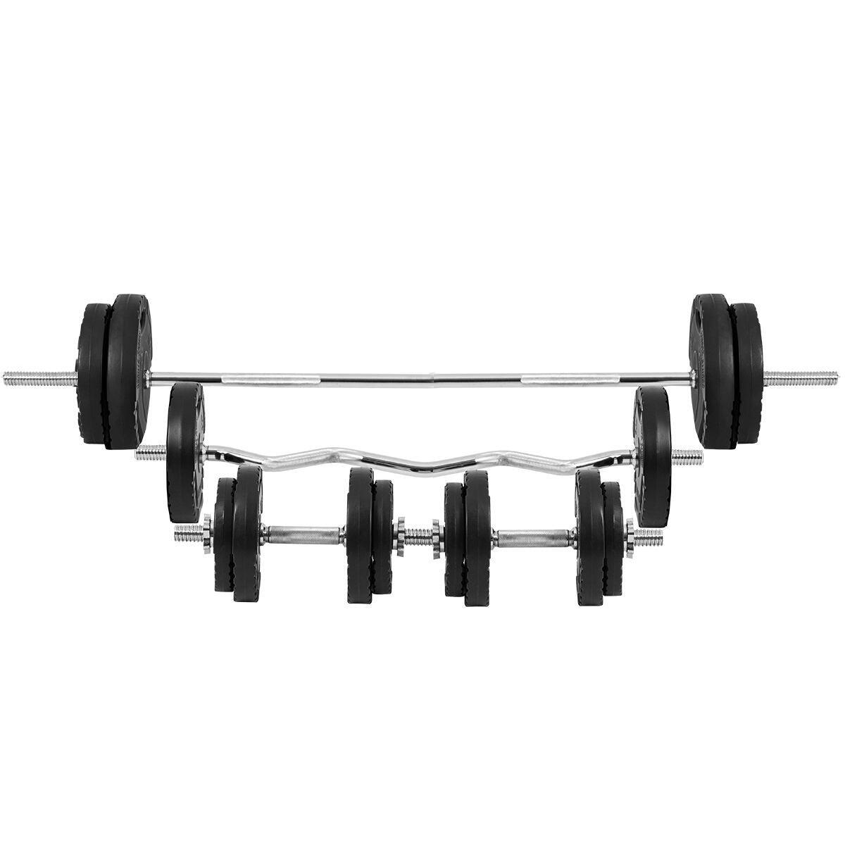 Halterbank Zwart Met 100 kg Halterset - Fitnessbank - Verstelbaar - Halterstang 3/7