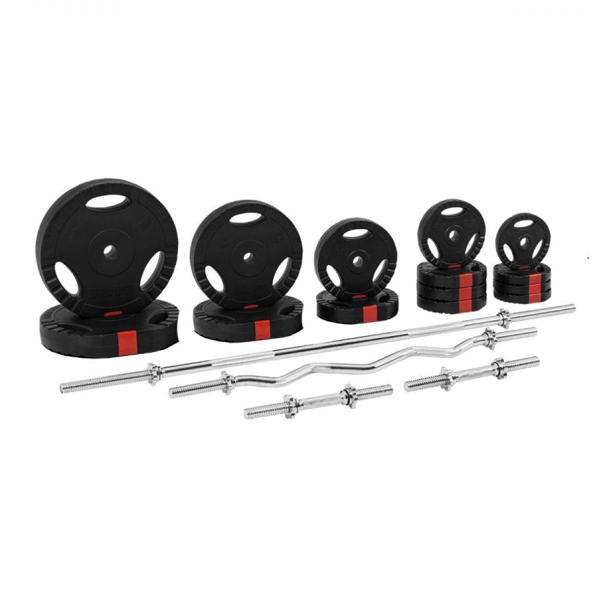 Halterbank Zwart Met 100 kg Halterset - Fitnessbank - Verstelbaar - Halterstang 5/7