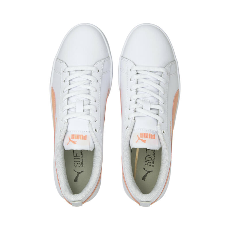 Smash v2 leren sportschoenen voor dames PUMA White Apricot Blush Black Pink