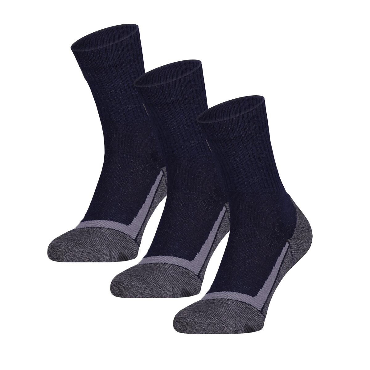Eureka! - Lot De 3 Paires De Chaussettes De Randonnée En Laine Mérinos S12 Marine 46/48 - Guêtres - Bleu|gris - 48 Xl - Decathlon