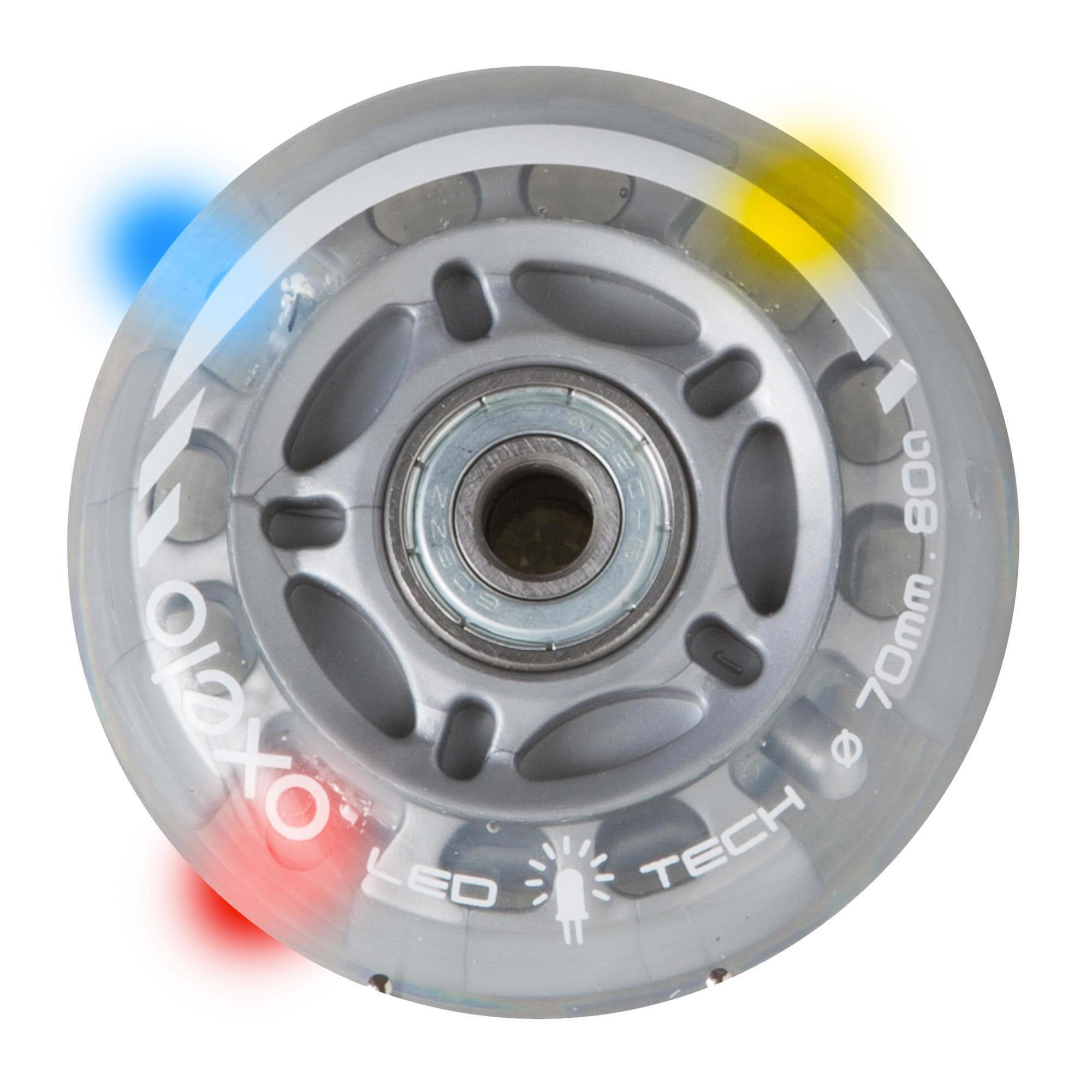Refurbished Kids 70 mm 82A Light-Up Inline Skate Wheels with Bearings - A Grade 1/7