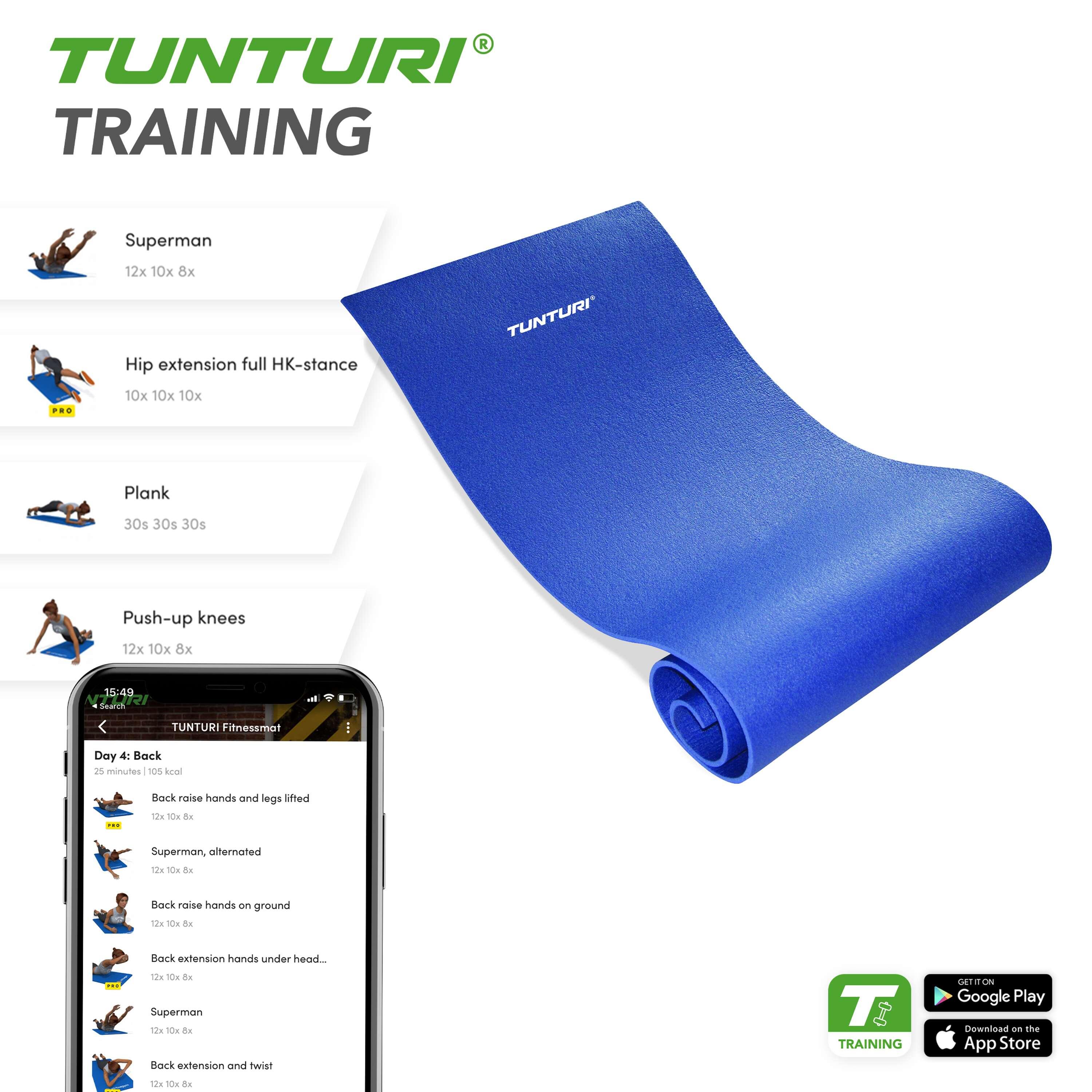 Tunturi XPE Fitnessmatte Blau 3/6