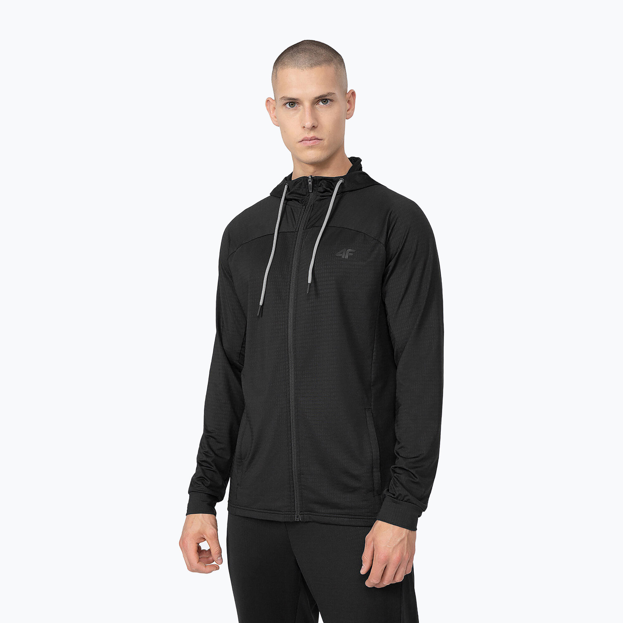 CASACO DE CORRIDA COM FECHO COM CAPUZ  4F. Preto 4/4