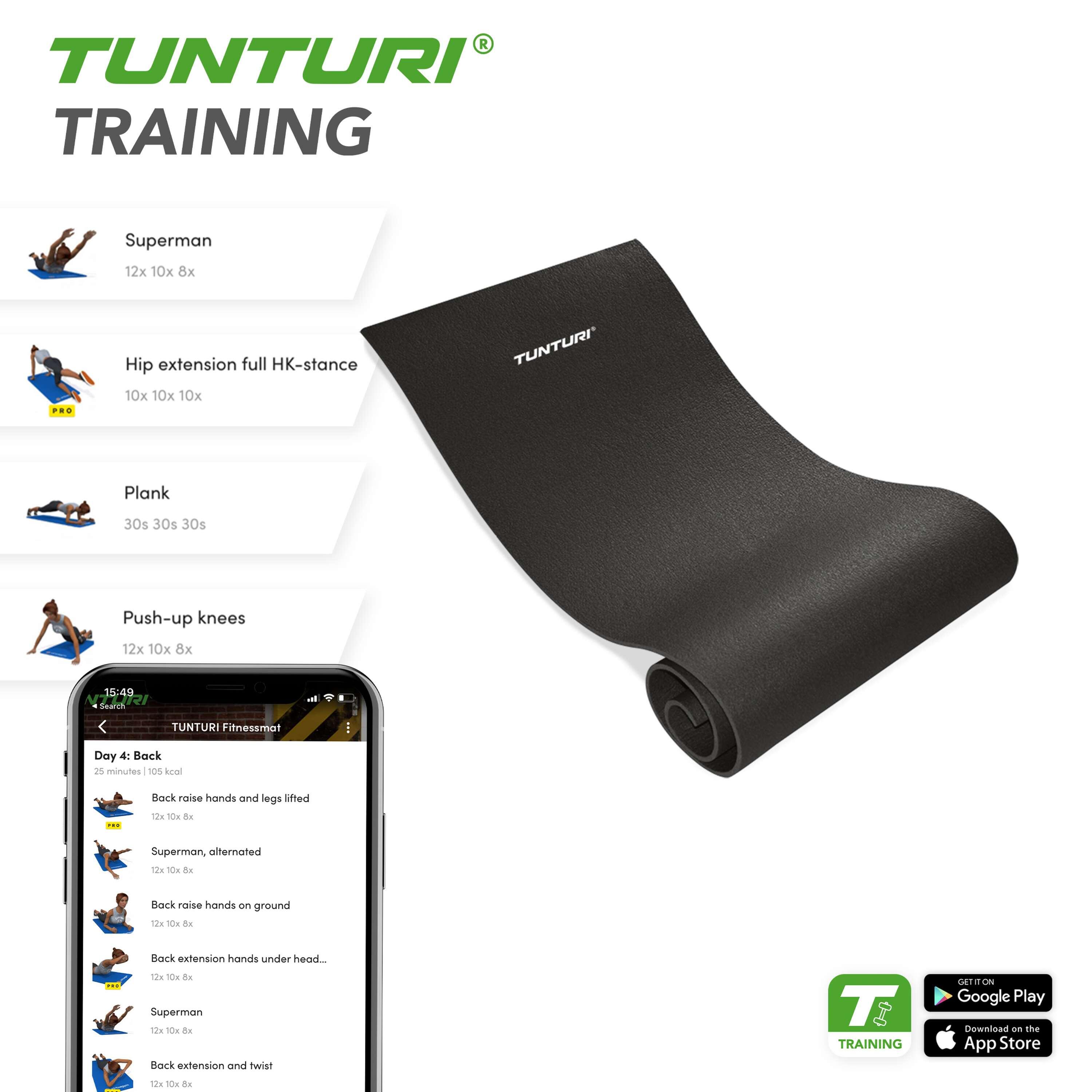 Tapis de fitness Noir - 160 x 60 x 0,7 cm 3/4
