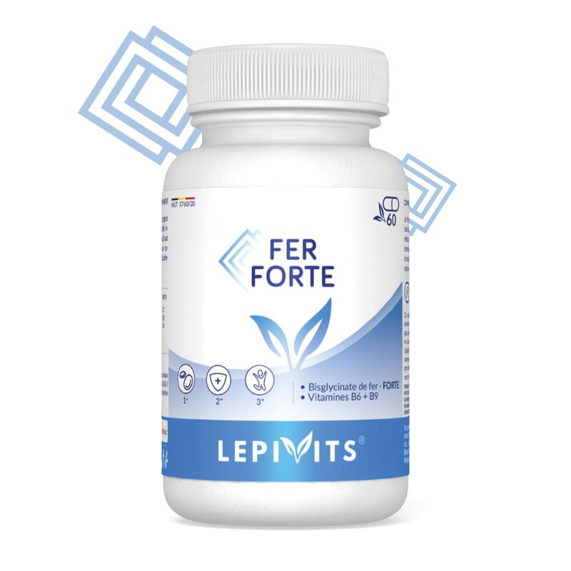 Fer Forte - Bisglycinate de fer + vitamine B6 & B9 actives - 60 gélules vegan