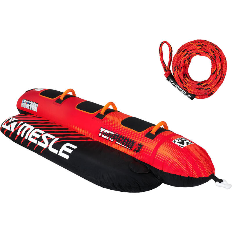 Pack Bouée Tractée Banane Torpedo avec Corde, 2 - 4 Places Gonflable pour Bateau