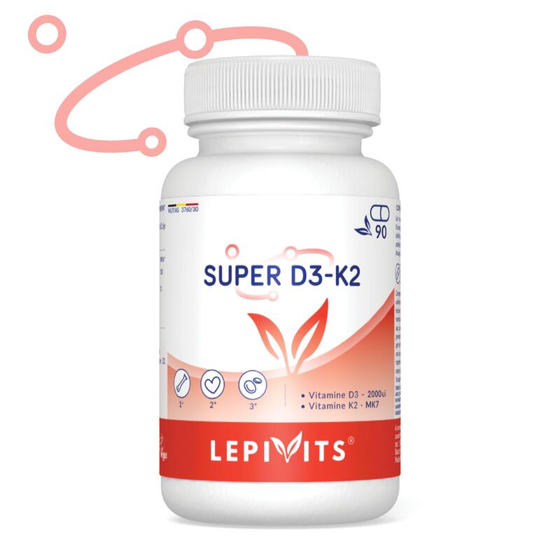 Super D3 + K2 - Vitamine D3 2000UI + MK7 - 90 veganistische capsules