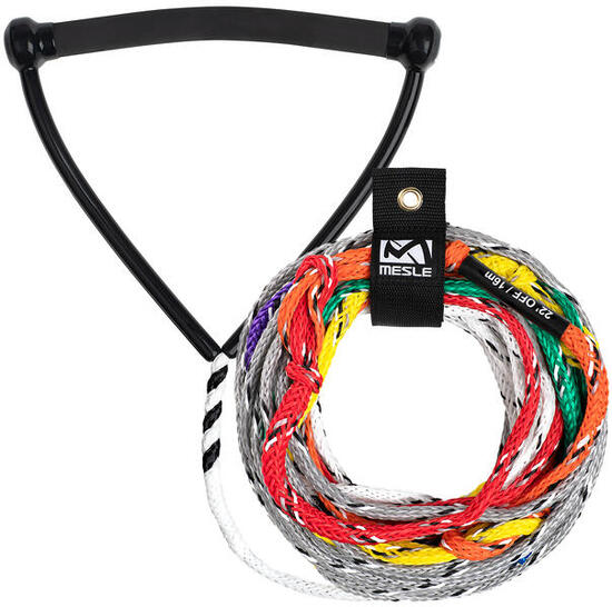 Mono Wasserski Leine Pro Slalom mit Gummi Hantel 75' 8-Loop Monoski Seil