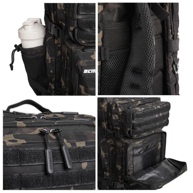 Mochila tática militar ELITRAINX  Camuflagem Preto 25L -Desporto e viagens