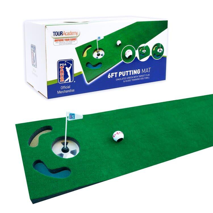 PGA TOUR 6ft Putting Mat with Guide Ball and Training Tips 1/5