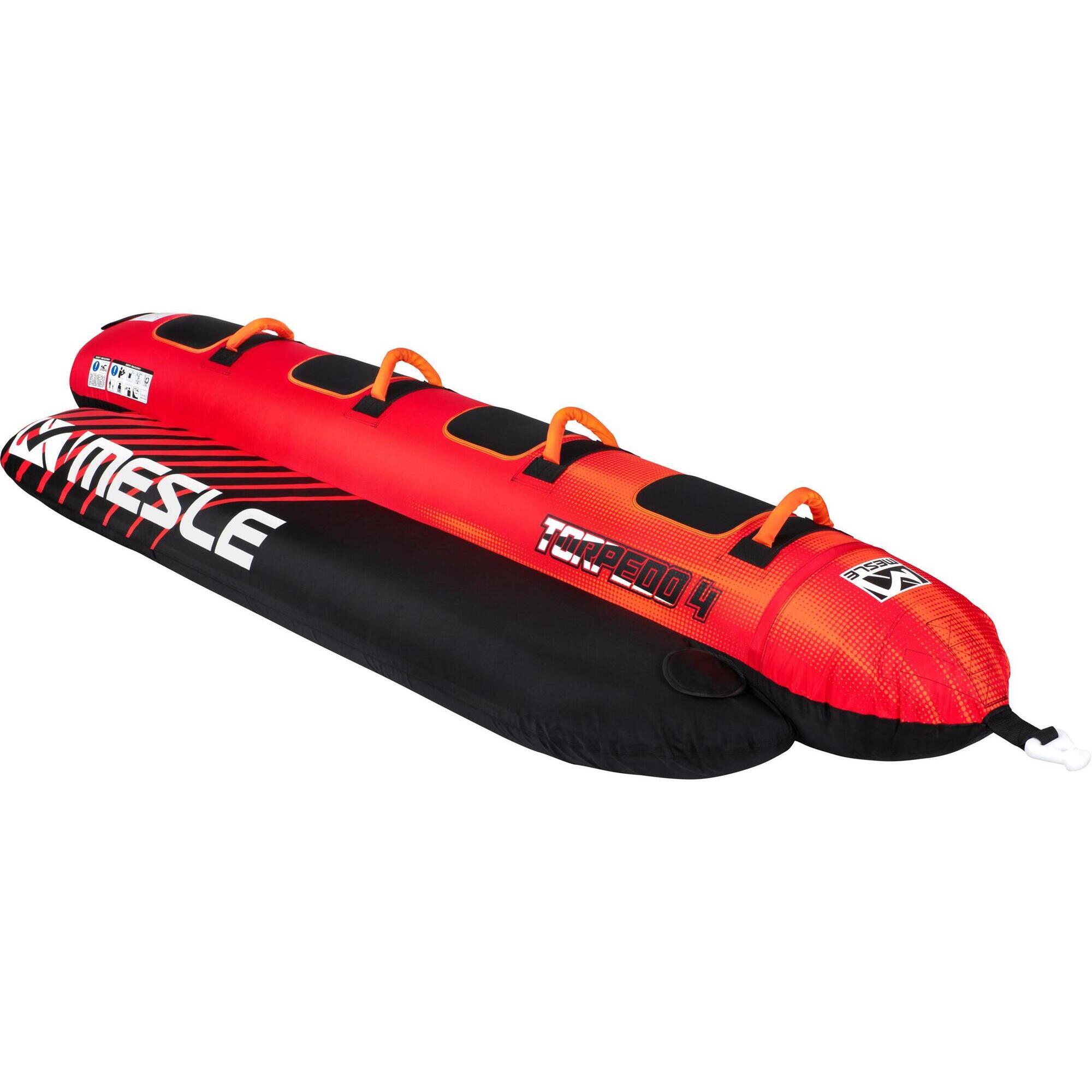 Mesle - Bouée Tractée Banane Torpedo 2 - 4 Places Gonflable Bateau & Jet Ski Rouge - Bouée Tractée - Rouge - 4 Places - Decathlon
