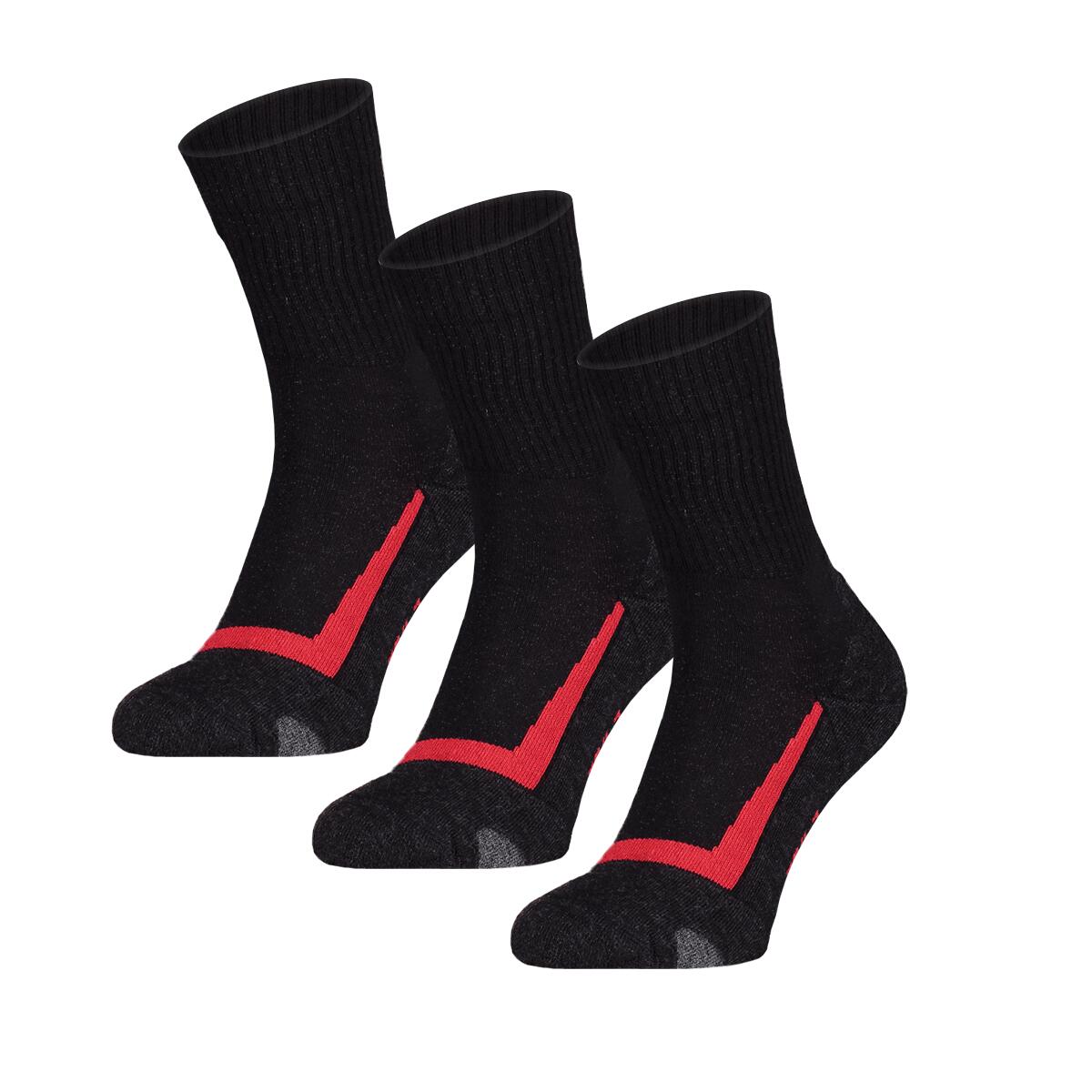 Eureka! - 3 Paires De Chaussettes De Randonnée En Laine Mérinos S12 Noir 43/45 - Guêtres - Noir|rouge - 42 M/l - Decathlon