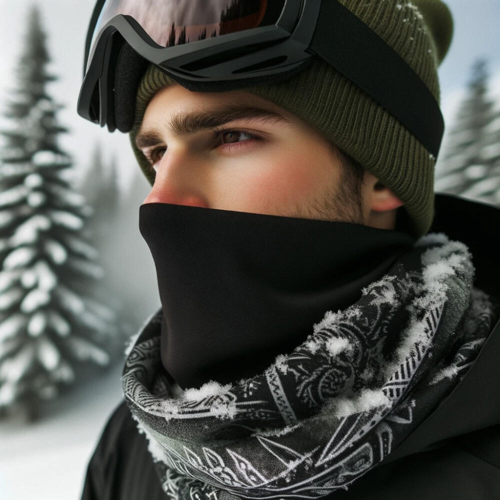 Calentador de cuello para esquí y snowboard - Microfibra - Negro 2/5