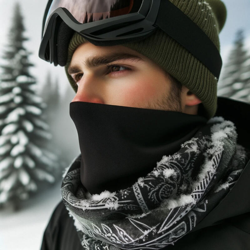 Calentador de Cuello para Esquí y Snowboard - Microfibra - Negro