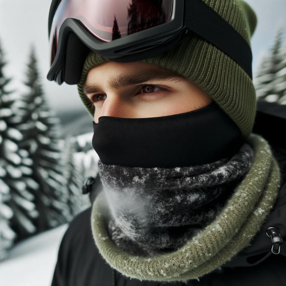 Nackenwärmer zum Skifahren und Snowboarden – Mikrofaser und Fleece – Schwarz 2/5