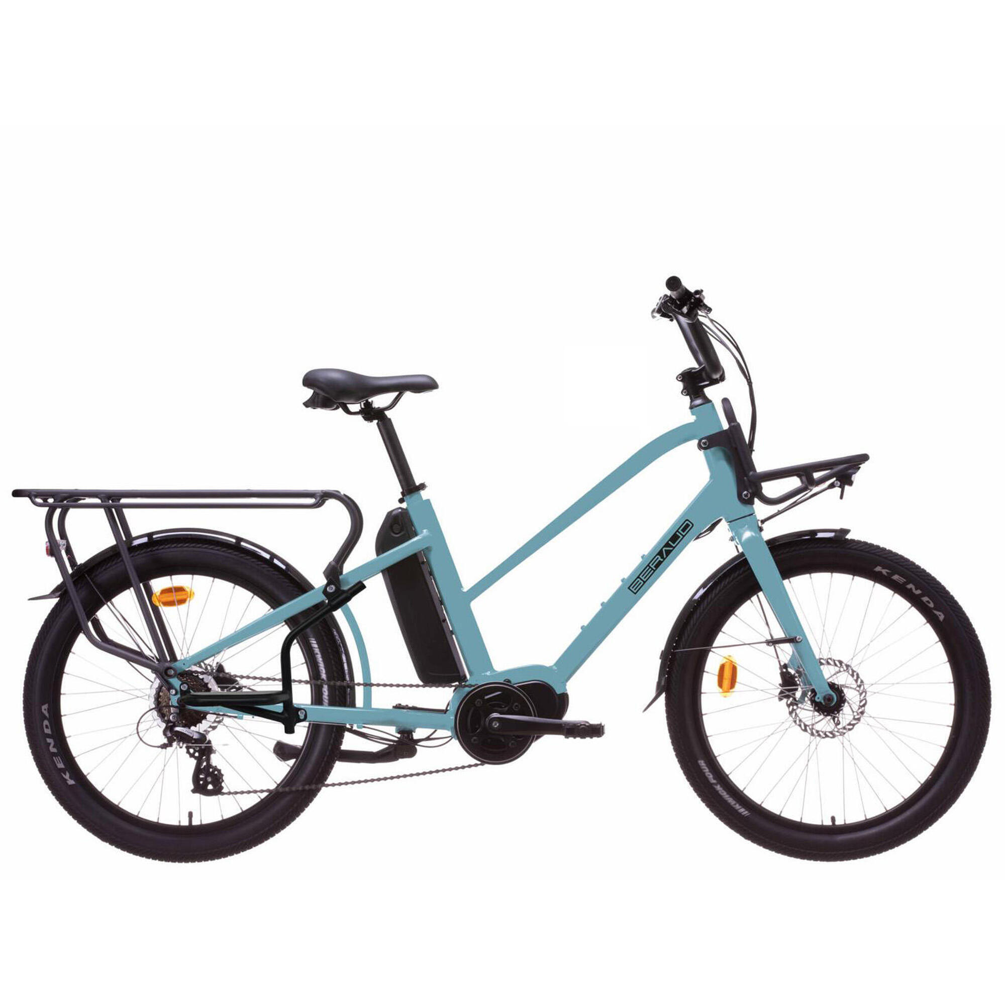 Villette - Vélo Cargo Longtail Beraud, Moteur Central, Batterie 13ah - Vélo Ville - Bleu - 46 Cm - Decathlon