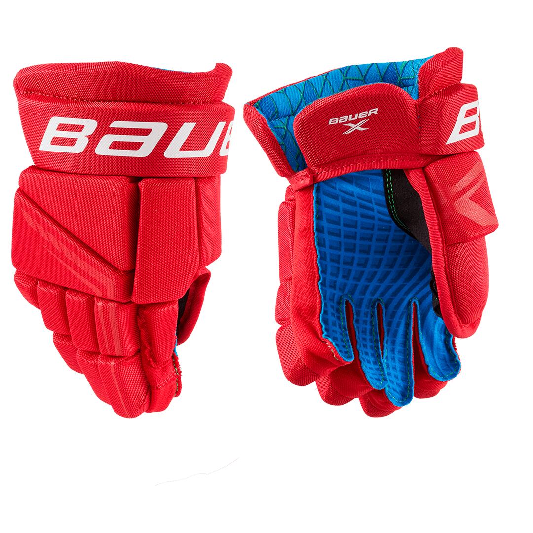 Bauer - Gants De Hockey Bauer X Enfant - Gants - Blanc|bleu|rouge -  8 À 10 Ans - Decathlon